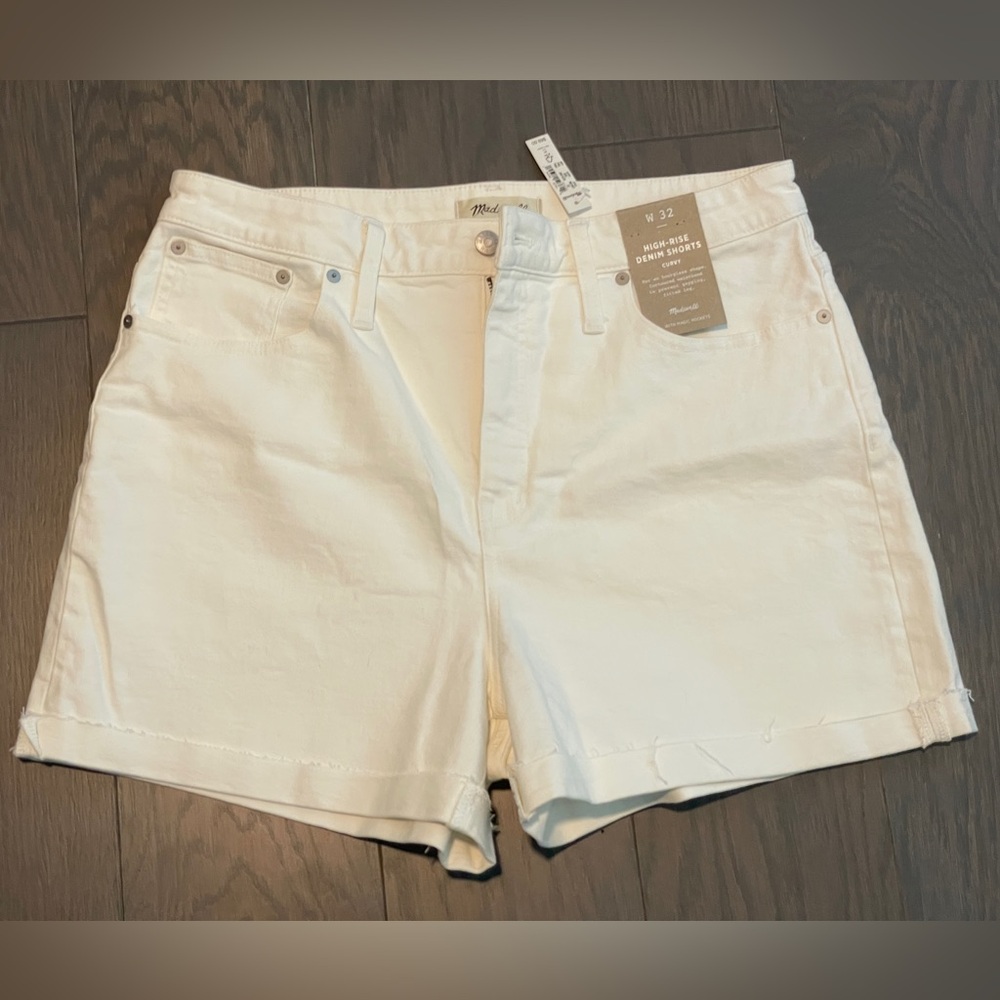 NWT Madewell Curvy High-Rise Denim Shorts Sz 32 in White